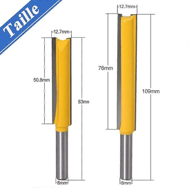 2 stk. 8 mm lige notfræsere karbid lige overfræserbits ekstra lang skaft lige fræsere planfræserbits 50 mm 76 mm