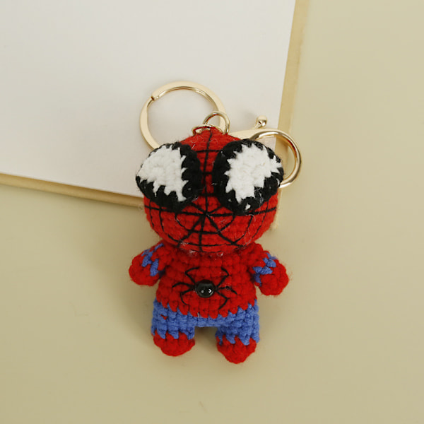 Valmis käsin virkattu Spiderman-riipus Neuleavaimenperäriipukset Kudottu piirretty nukke Laukun ripustus