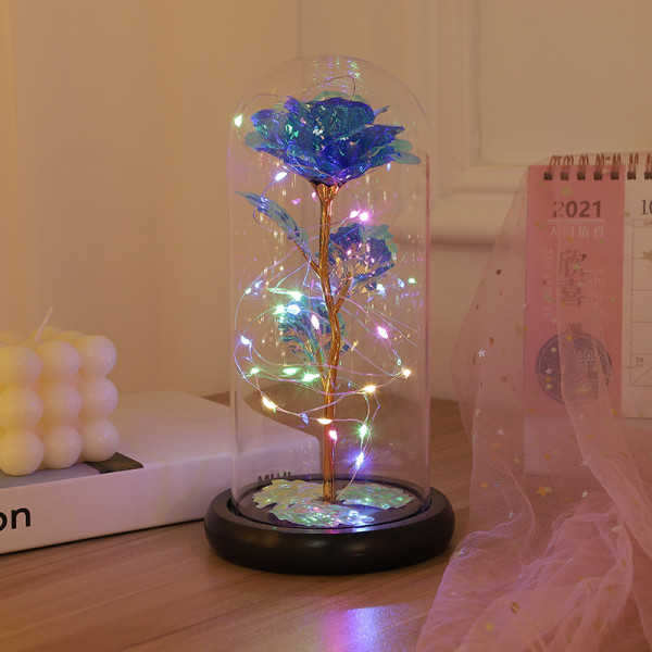 Eternal Flower Glass Lampeskjerm Rose - Kreativ gave - Valentinsdag - vakker gave Dark blue