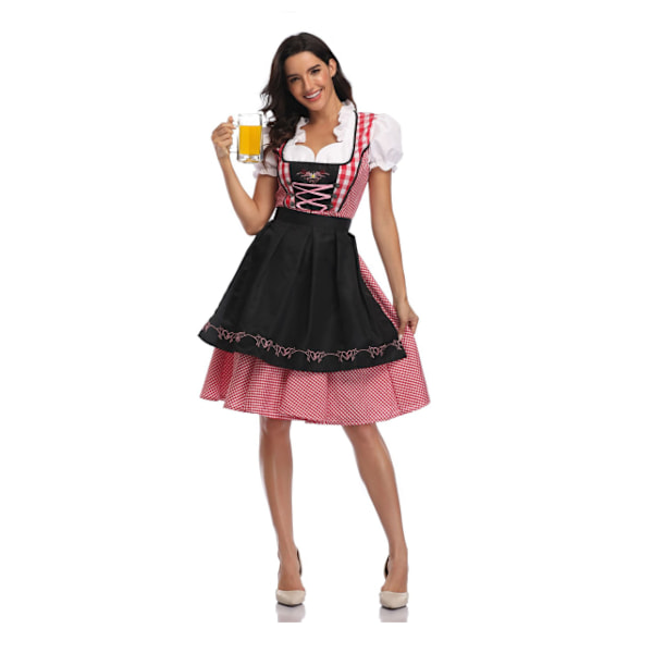 Kvinders Oktoberfest Bodycon Kjole Tartan Tysk Ølfestival Cosplay Bayersk Kjole Maskerade Pink and black m