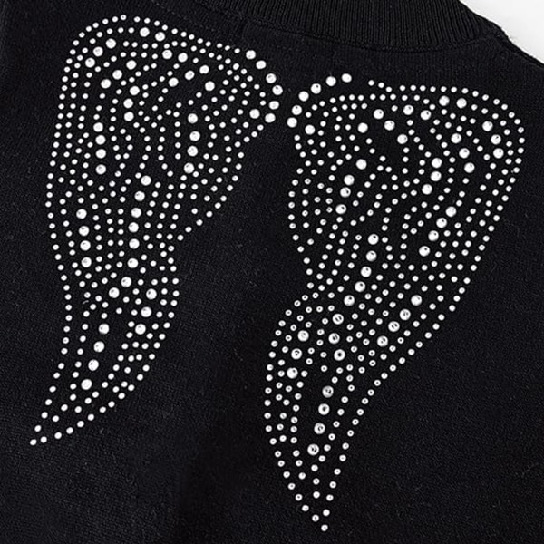 Sort langermet knapp bomull cardigan strikket genser med turtleneck /120cm black