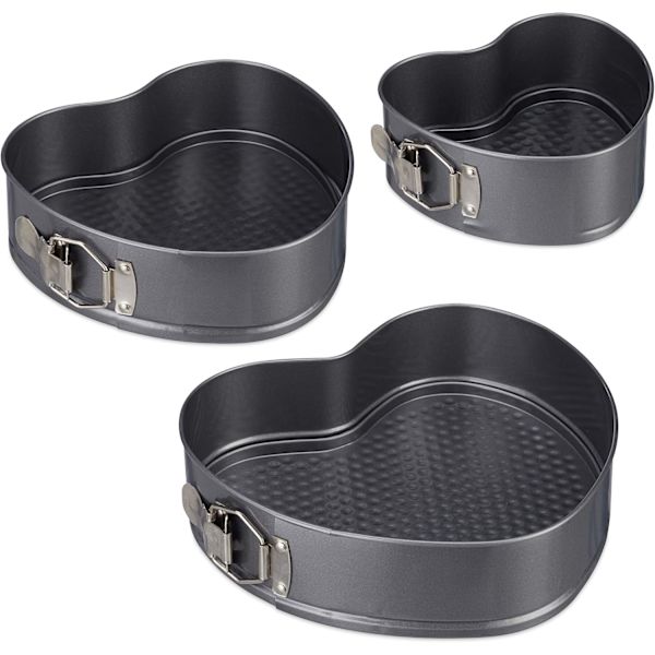 Hjärtformad sockerkaksform, set med 2 ugnsformar, non-stick, kolstål, antracit