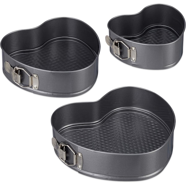 Kakeform, hjerteformet, sett med 2 stekepanner, non-stick, karbonstål, antrasitt