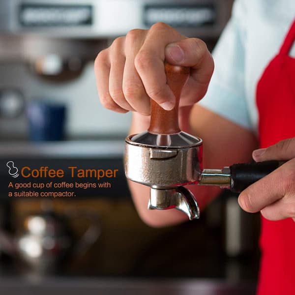 Kaffekvern Solid Trehåndtak, Kaffestempel (51mm)