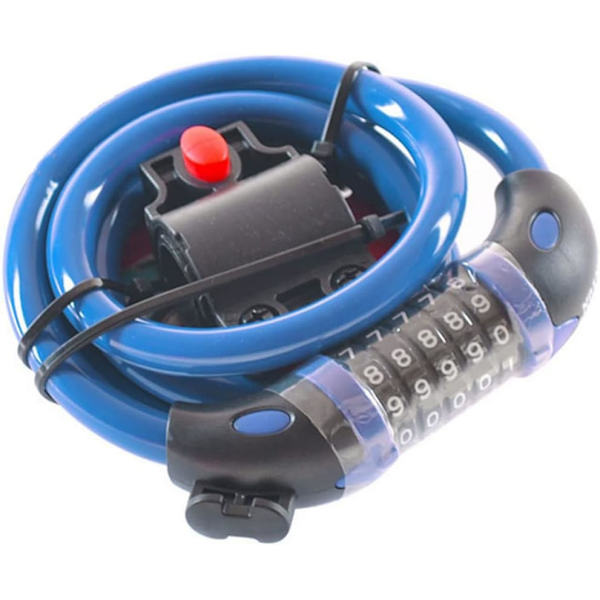 Cykellås Høj Sikkerhed 5-cifret Nulstillelig Kombinationslås Spiralformet Kabel Bedst til Cykler Udendørs, 1,2mx12mm Blue