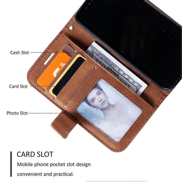 För iPhone 15 Mobilskal Hudvänlig Splitsdesign Läder Mobilfodral med Handrem