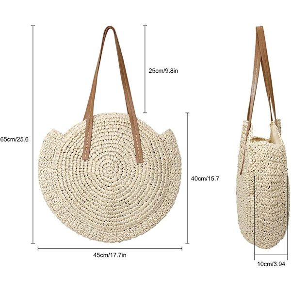 Halmstrandtaske sommer strandtaske rund