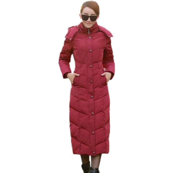 Rød dunjakke kraftig jakke med hætte til kvinder /L red L
