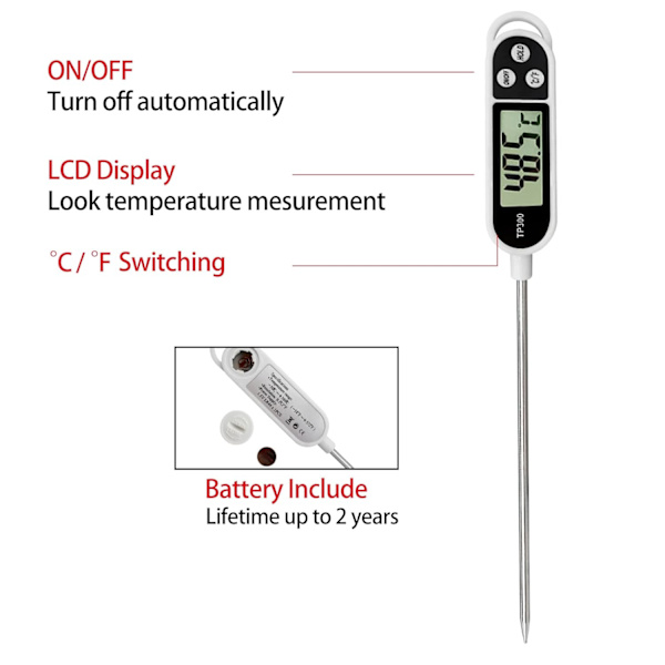 Köks termometer tillbehör termometer, termometer sond termometer grill termometer 5 sekunder LCD-skärm termometer för bakverk BBQ kött