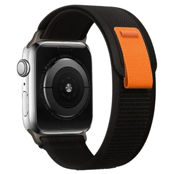 Rannekoru Trail-Band Apple Watch 42mm/44mm/45mm/49mm - Kestävä ja mukava musta / oranssi Black / Orange