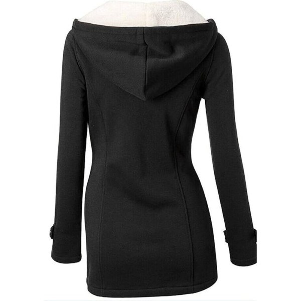 Sort hættetrøje fleece enkeltradet hættetrøje mellemlængde frakke kvinder S str black S
