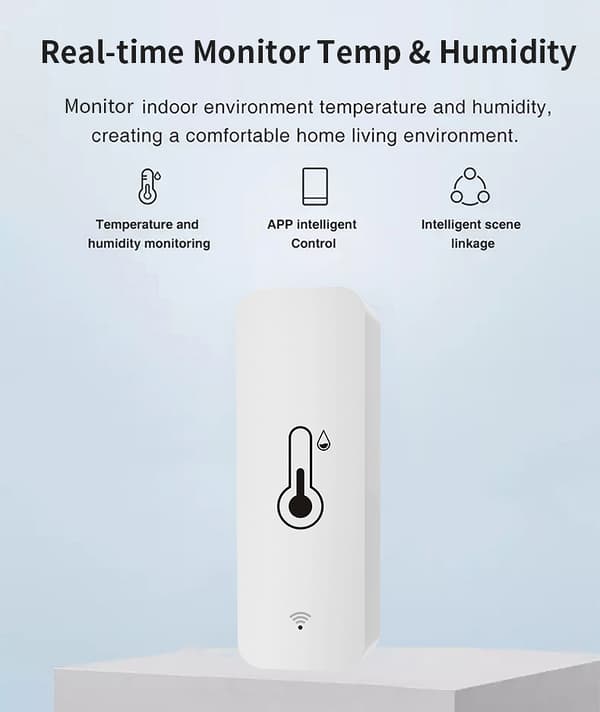 Tuya Wifi Temperatur- og Luftfuktighetssensor Innendørs Termometer Hygrometer