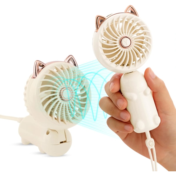 Portable Handheld Fan, Mini USB Fan with Rechargeable Battery and 3 Speeds, Hand Fan foldable