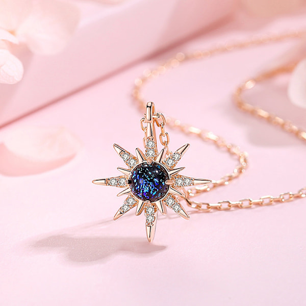 Kosmisk stjärn- och månhalsband för kvinnor, koppar- och silverstjärn- och måne kosmisk halsband, kosmiskt speciellt stjärnhalsband silver