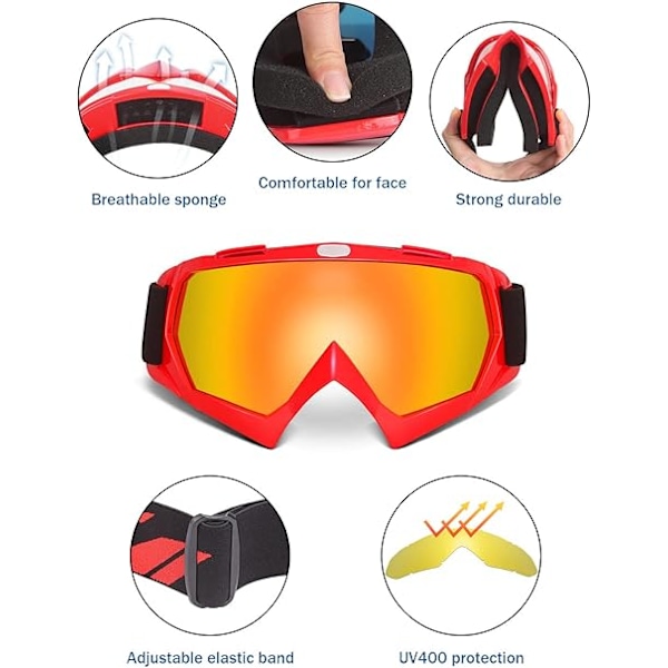 Dirt Bike Briller Motocross Briller Anti UV Ridebriller Red