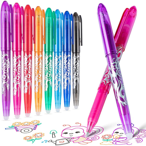 Viskelæder Gel Pen 0,5 mm Spids Viskelæder Pen, Voksne Børn Studerende Skole Kontor Papir Gaver - 8 Farver