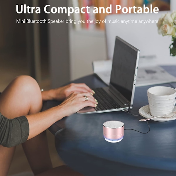 Kannettava Bluetooth-kaiutin, Bluetooth-kaiutin LED-valoilla, Langaton kaiutin HD-äänellä, Tukee TF-korttia Rose Gold