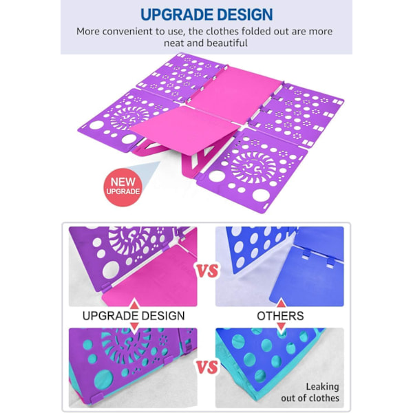 2 stk T-skjortemappe Klær Mappe Klær Folding Board Rask og Praktisk Folding Skjorter for Barn og Voksne Morado Rosa