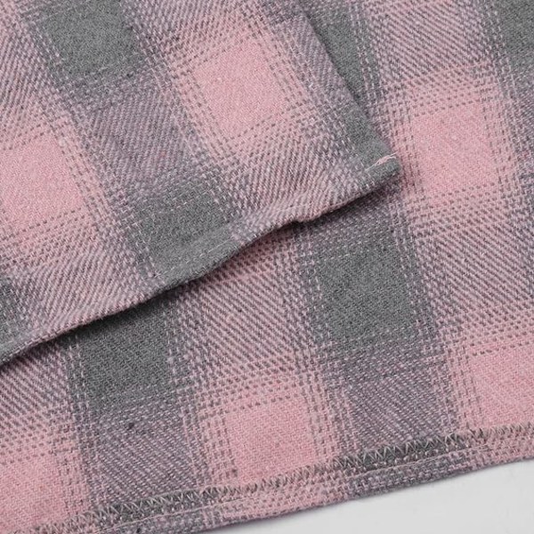 Pink kvinders afslappet plaid efterår/vinterfrakke /M pink M