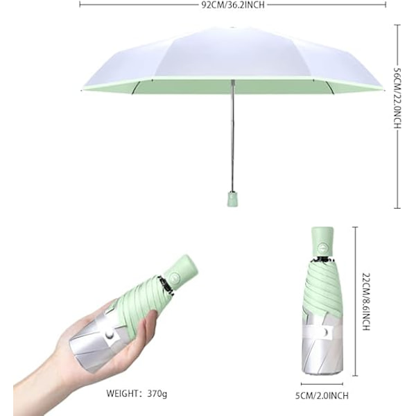 Mini Solparaply Sølvlag Foldbar Paraply Automatisk Åben Luk/Regn Sol/Mænd Kvinder Børn Blokerer UV-beskyttelse