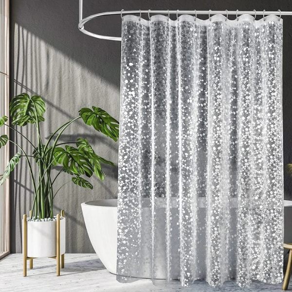 Modern Duschdraperi 3D Mögelbeständig Badgardiner Med Krokar Vattentät Duschskärmar Transparent Bad Heminredning Vit W180xH240cm 180x240CM
