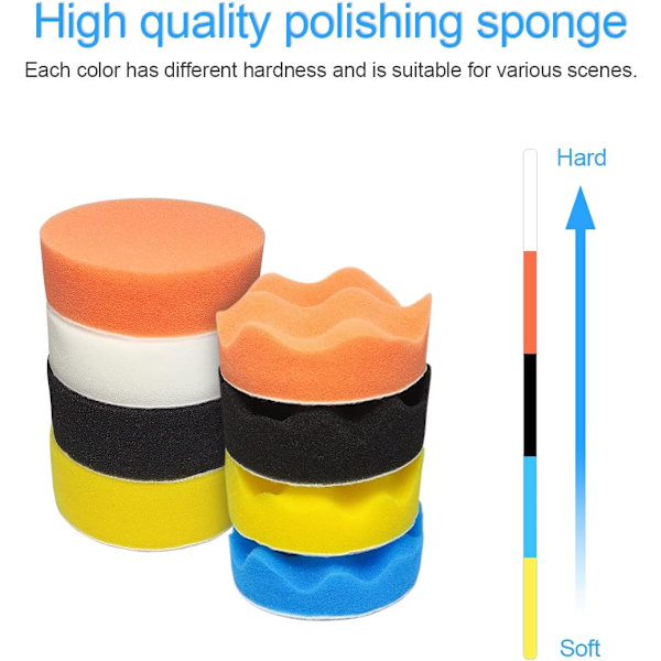 22 PCS Borrpoleringspoleringsdynor Kit, Bilpoleringsskum, 3\" Poleringsdynor, Bilpolerare