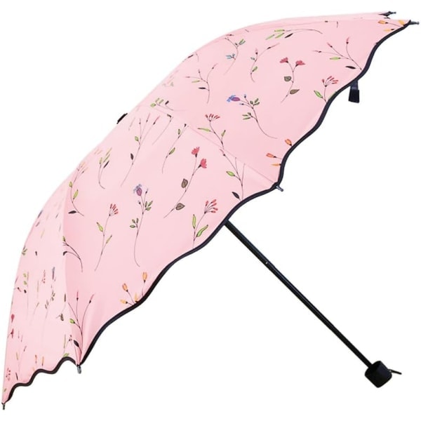 Sammenfoldelig paraply, Anti UV Parasol Dame Parasol Vindtæt Kompakt Paraply Håndtaske Lomme Damer Udendørs Vandring Strand Parasol Parasol