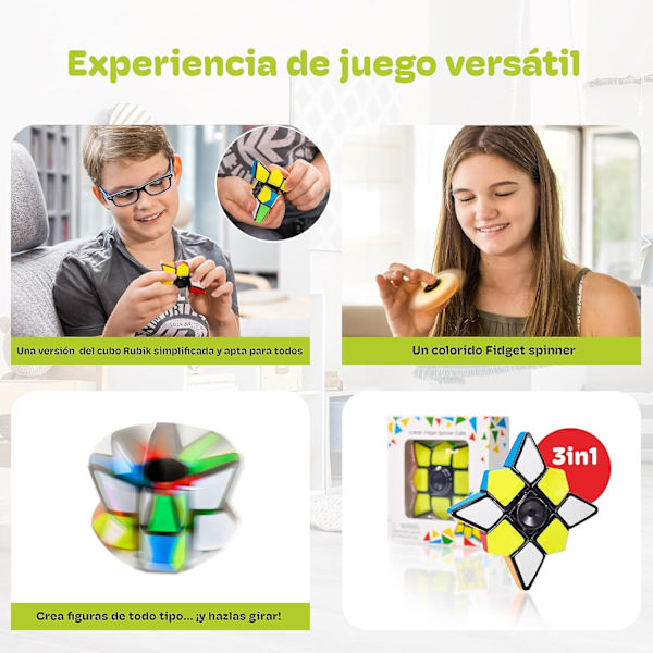 Magisk terning, spinner og fidget spinner i én, 3x3x1 puslespil til børn og voksne - Ideelt pædagogisk legetøj