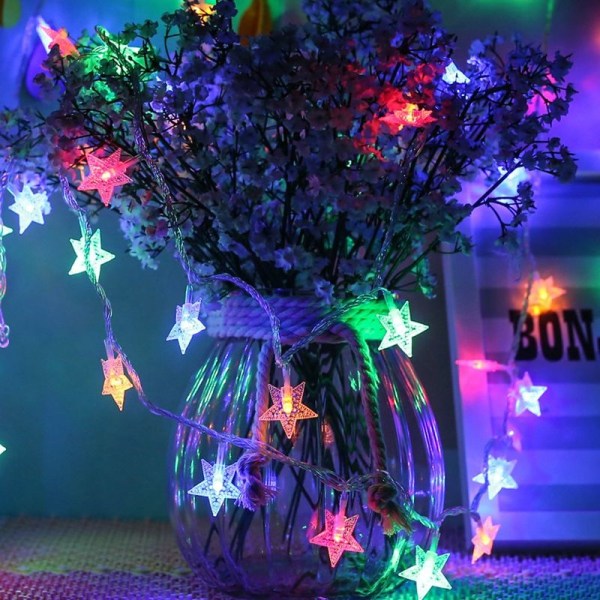 Värilliset valot LED-tähti valot Pienet värilliset valot Vilkkuvat hääriippuvalot (40L 6 metriä akkuvalon väri) vit