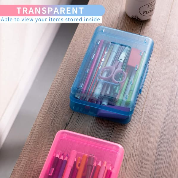 3-pack stora hårda fodral, plastpennfodral i bulk med lufttätt lock