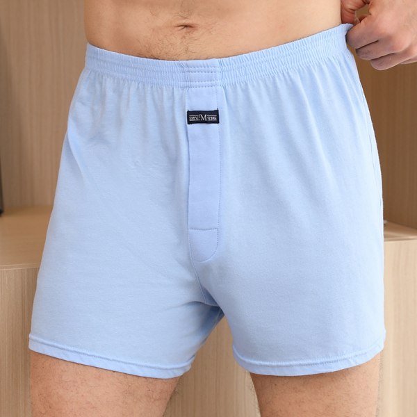 Herre bomullsundertøy løse boksere Plus size høy midje bomull sommer fete shorts boksere Ocean blue 3XL