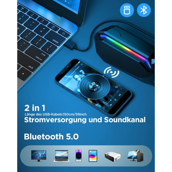 Bright Wired Bluetooth-versjon for datamaskinhøyttalere