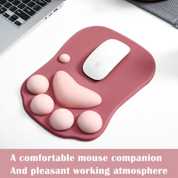 Musematte med kattepote, ergonomisk musematte, musematte i silikongel, søt musematte, Kawaii musematte, for hjem/kontor/spilling, musematte grønn og gul Wine Red