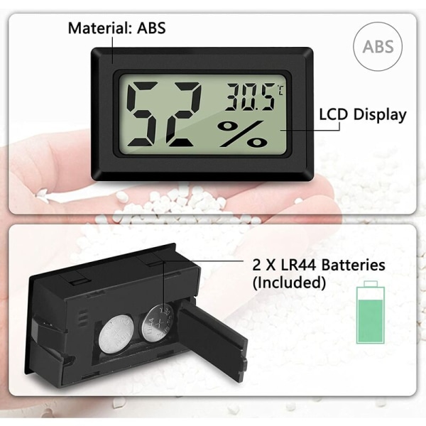 Mini LCD digitalt termometer hygrometer (3 sorte) vit