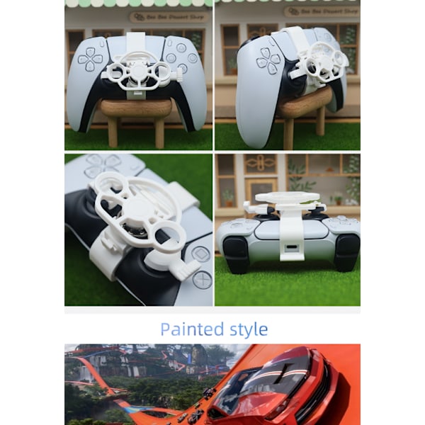 Peliohjauspyörä Mini Ohjauslisävaruste PS5-ohjaimelle, Simulaatioajon Simulaattori PS5 white