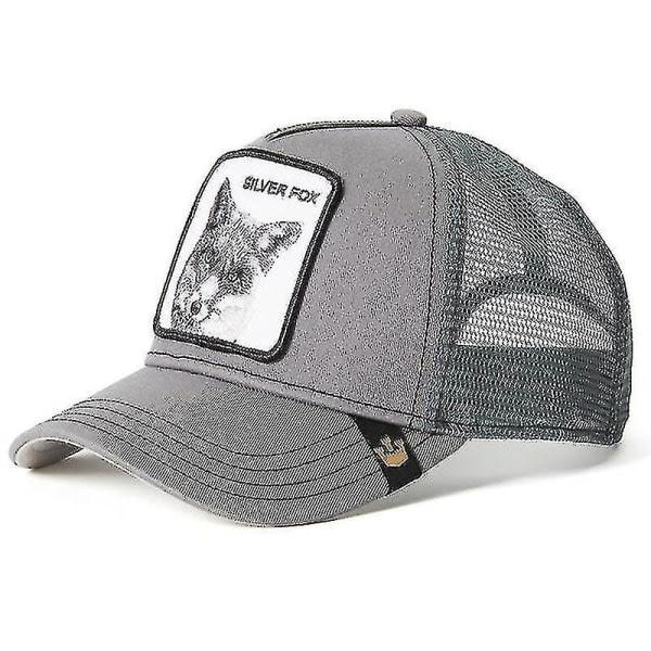 Voksen Sort Panter Mesh Cap Sommer Baseball Cap Trucker Cap W-WELLNGS Sølv Ræv- Grå Sølv Ræv- Grå Silver Fox- Grey