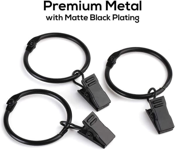28-pack Metall Öppningsbara Gardinringar med Clips 38 mm Innerdiameter