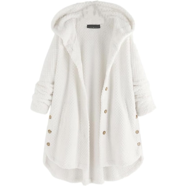 Hvit 4XL hettegenser i fleece i plussstørrelse for kvinner white 4XL