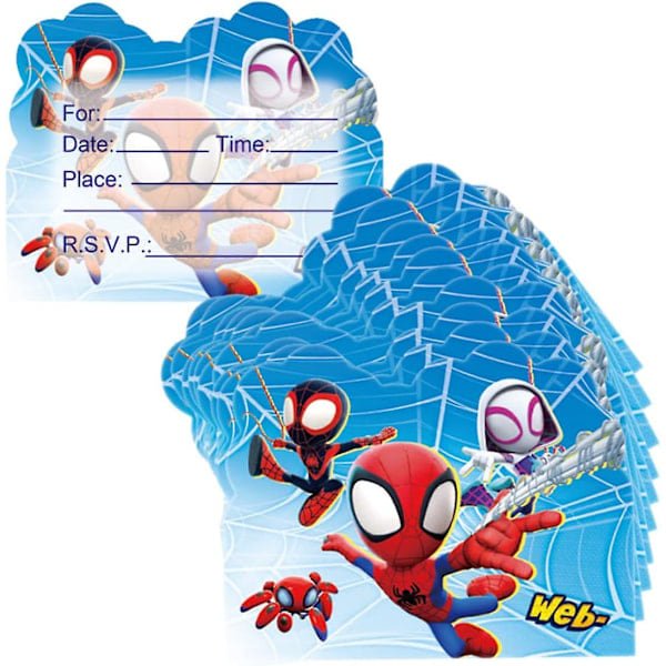 50 st Spidey och hans fantastiska vänner Födelsedagsfest Inbjudningskort, Spidey och hans fantastiska vänner Festartiklar för barn