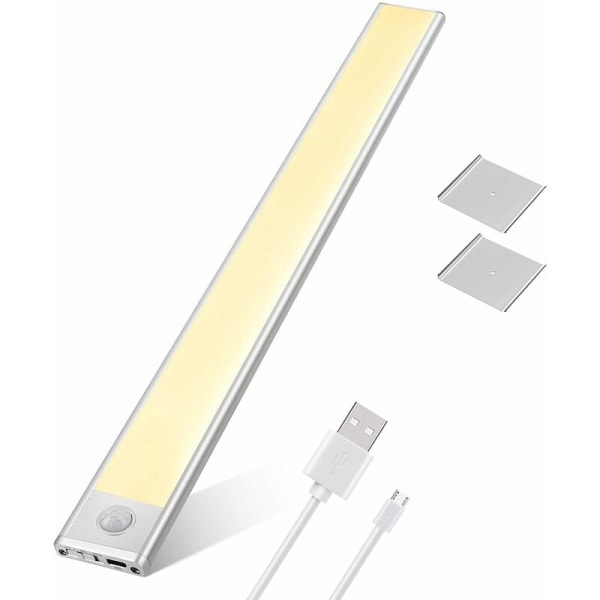 Ultratunt kroppsavkänningsljus USB laddning nattlampa väggskåpsljus (varmt ljus) vit