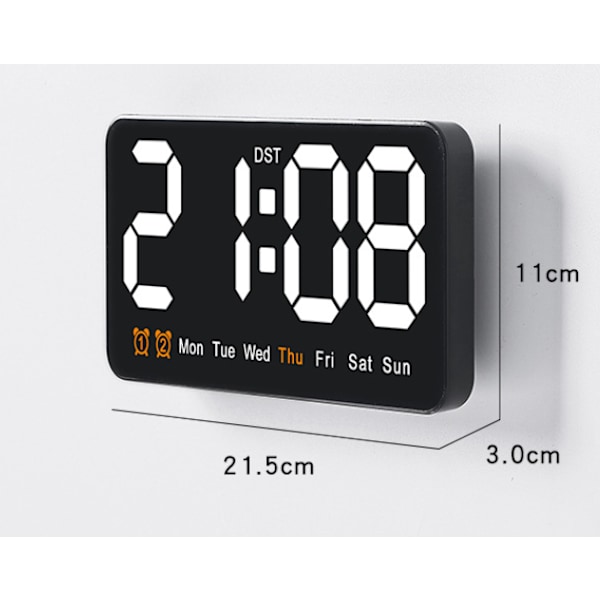 Digital Vægur, LED Digital Ur, 12/24 Timer, Store Tal, Lille Lydløs, Eed red