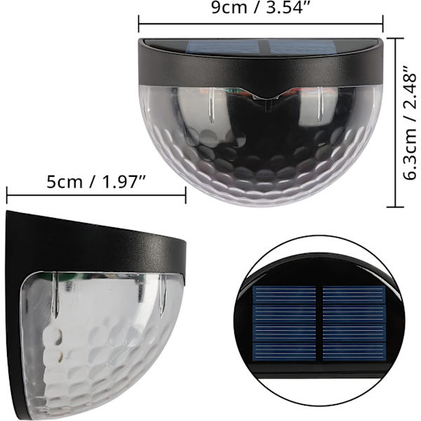 Paket med 8 solcellslampor för utomhusbruk - Dekorativt varmt vitt LED-ljus - Utomhus solcellslampa/Vattentät ABS-plast - För vägg, uteplats, trappor, staket