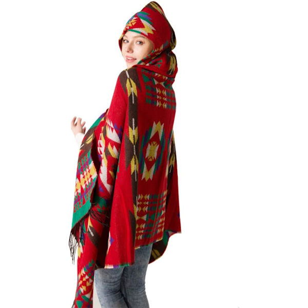 Damernas Mode Croissant-Knapp Bohemisk Frieze Cashmere Blended Huva