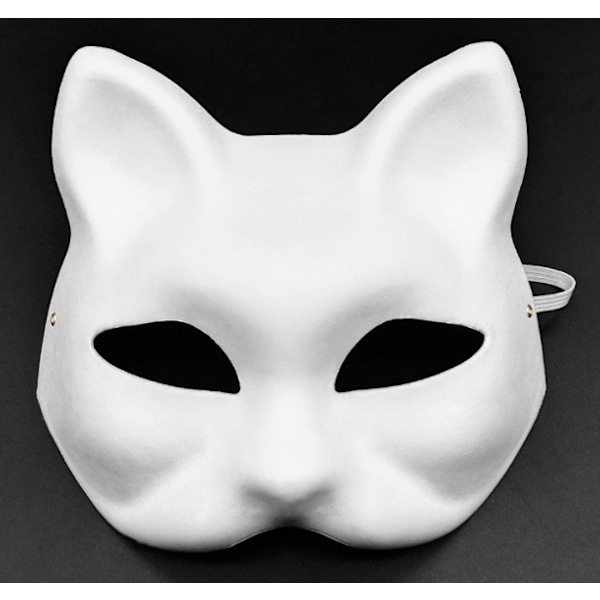10 st Kattmask för målning, Djurklädsel Mask DIY Vit Mask Halva för Maskerad Barn Rollspel Mask Kostymfest Present