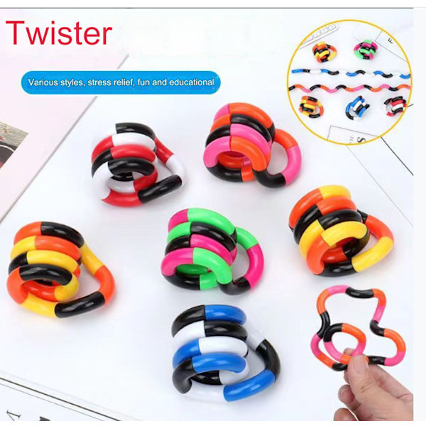 2-pack Tangle Twist Fidget-leksak / Sensorisk leksak flerfärgad