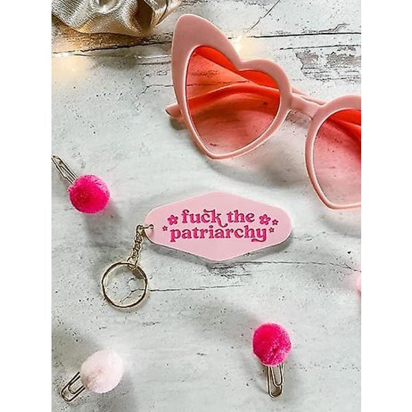 Feministisk nyckelring, rosa nyckelring, Fuck The Patriarchy feministisk nyckelring, feministisk motellnyckelring A