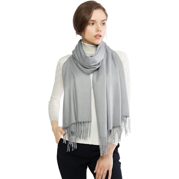 Damhalsdukar Pashminasjalar och omslag för bröllopssjalar för kvinnor vinter Light Grey