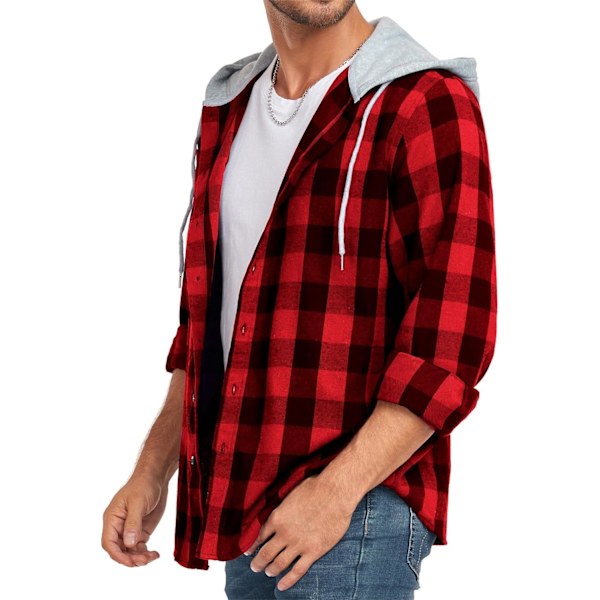 Herreskjorte med tern - Langærmet skjorte med lomme - Knappet ned - Herreskjorte med tern - Jakke i flannelskjorte - Regular Fit - 4 sæsoner - Træfælderskjorter - M-3XL Red 3XL