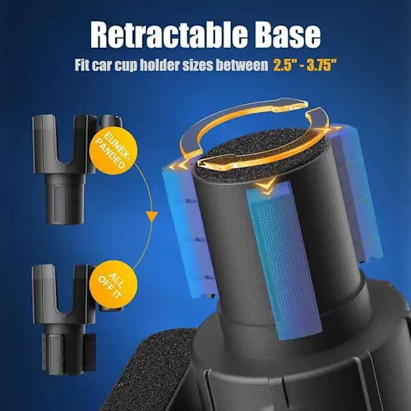 Auton mukitelineen pidennin, 2-in-1 mukitelineen pidennin säädettävällä pohjalla, monitoiminen auton mukitelineen pidennin juomien pidike Cup holder + mobile phone