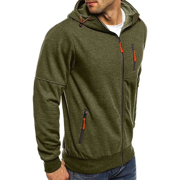 Herre hettegensere Sweatshirt Glidelås Lette jakker 2 Green M